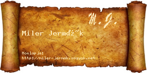 Miler Jermák névjegykártya